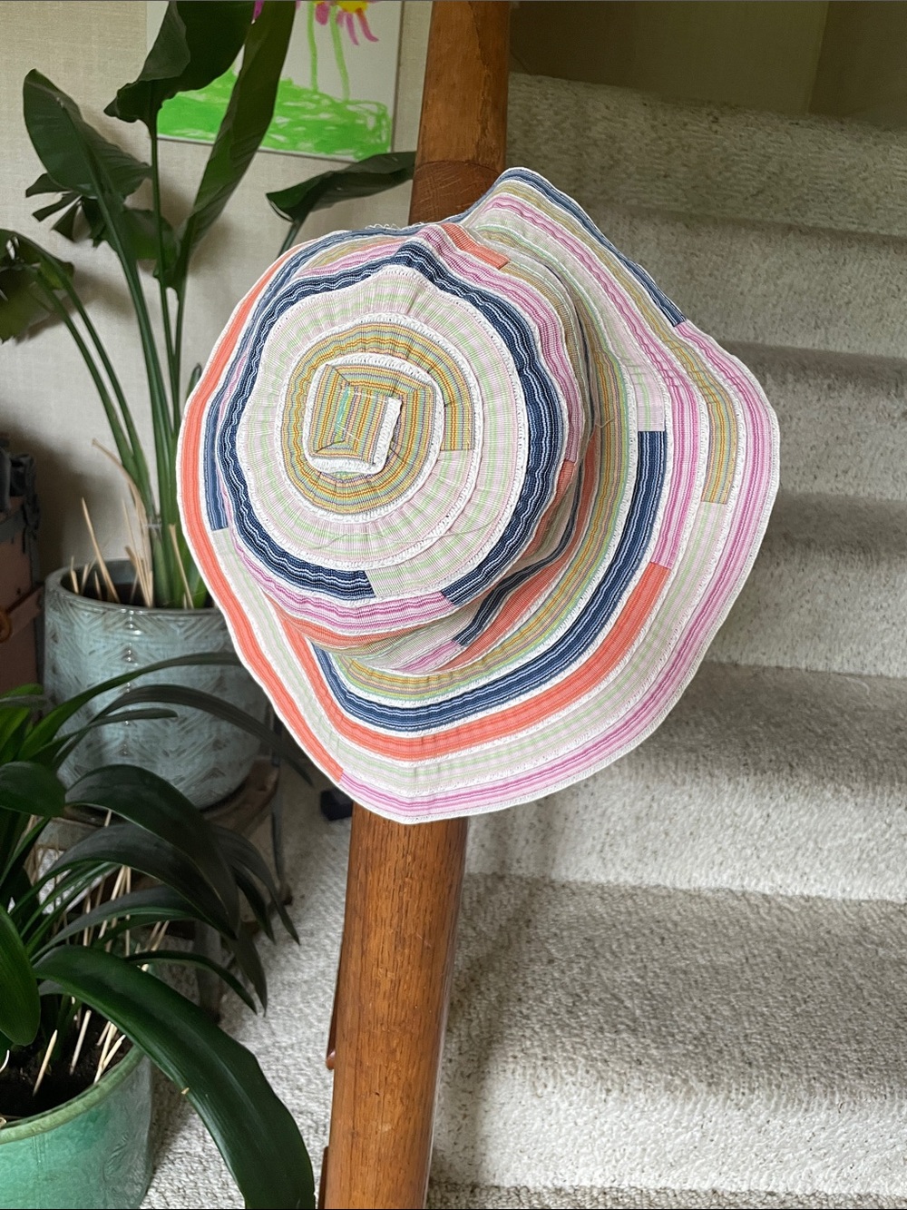 Karma Striped Multicolor Patchwork Sun Hat